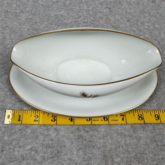 Noritake Wheatcroft Gravy Boat w/ Attached Underplate Vintage China 5852 - Picture 7 of 12